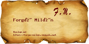 Forgó Milán névjegykártya